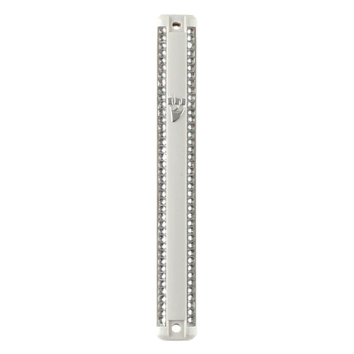 White Plastic Mezuzah 12 Cm - Rubber Plug