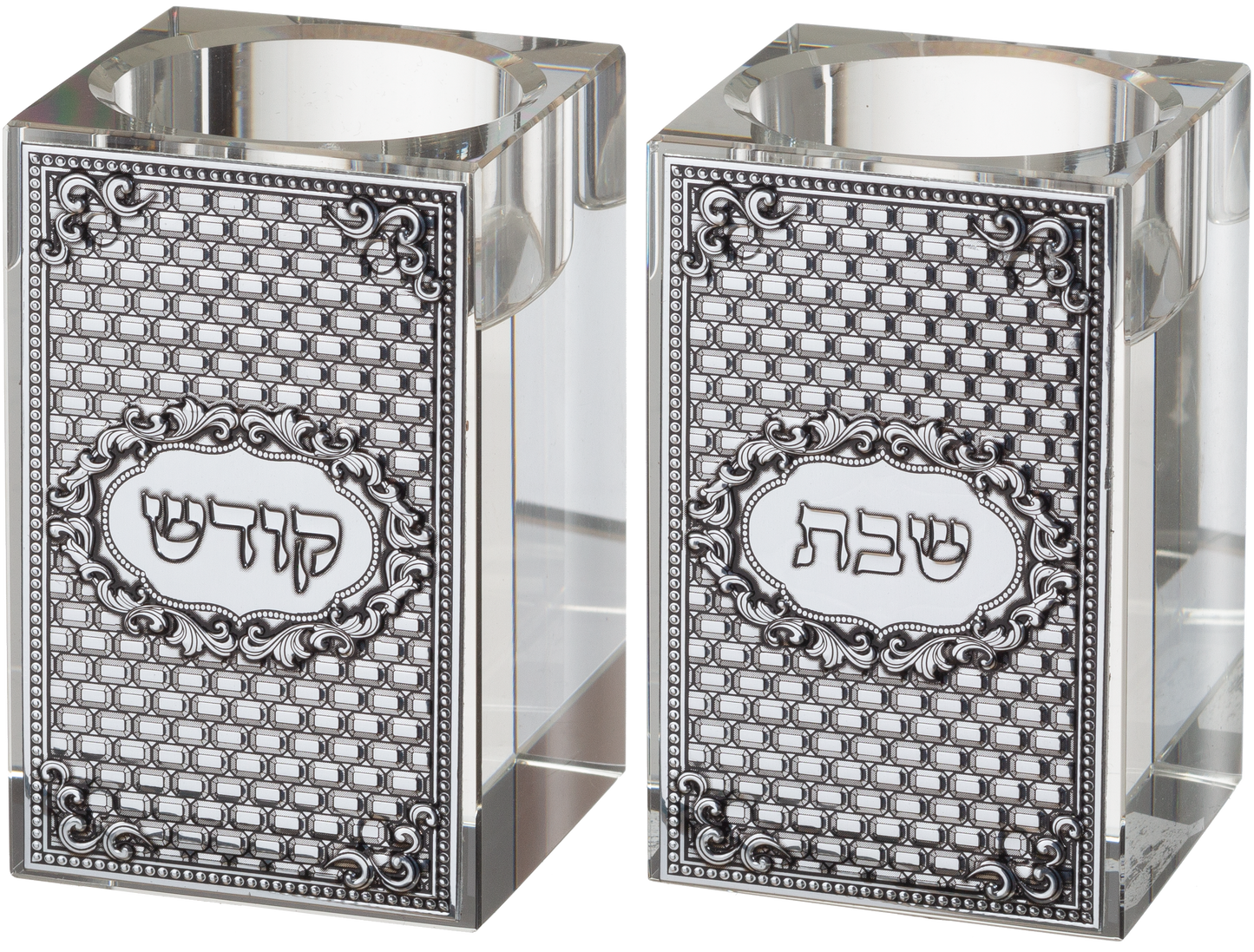 Crystal Candlesticks 8 Cm With Metal Plaque- Kotel