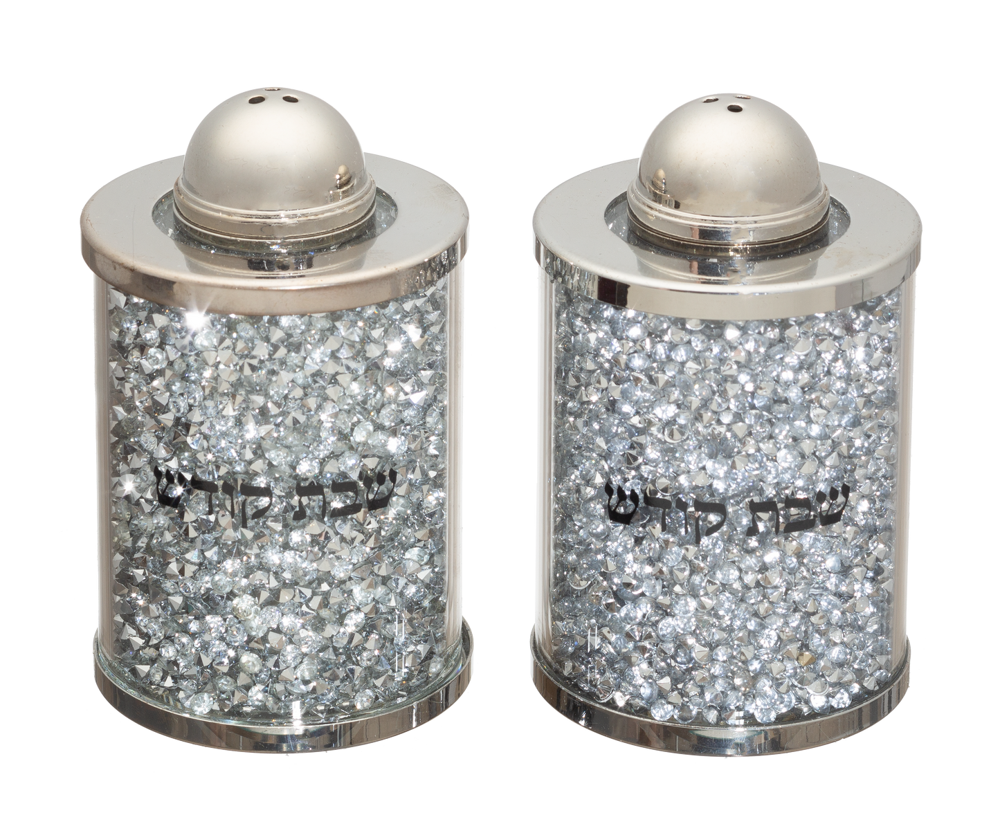 Crystal Salt & Pepper Set 2" With Silver Stones