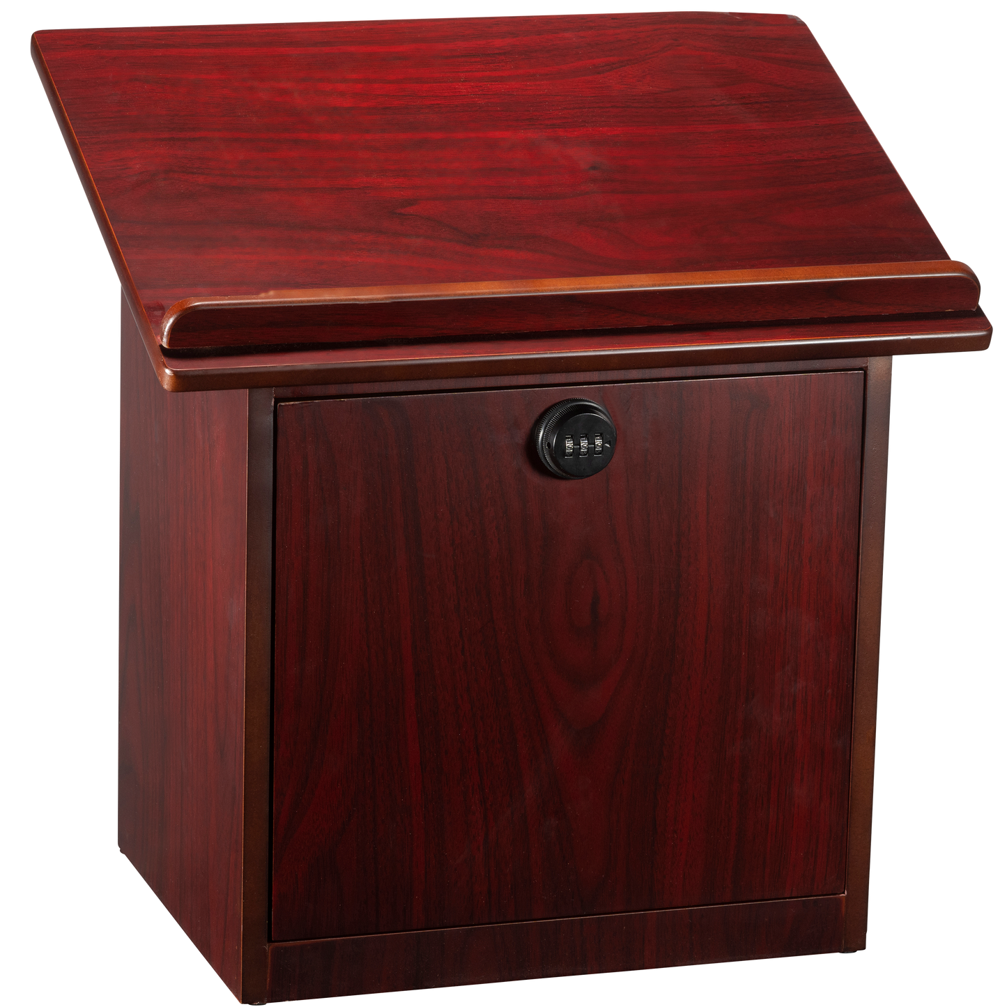 Mahogany 2 Tone Table Top Shtender With door & Combination lock 11.8 D x 15.75 W x 17" H