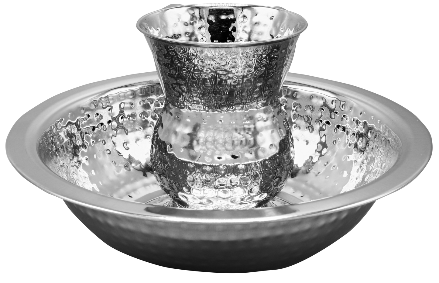 Washing Cup Set Hammered with wash cup on base