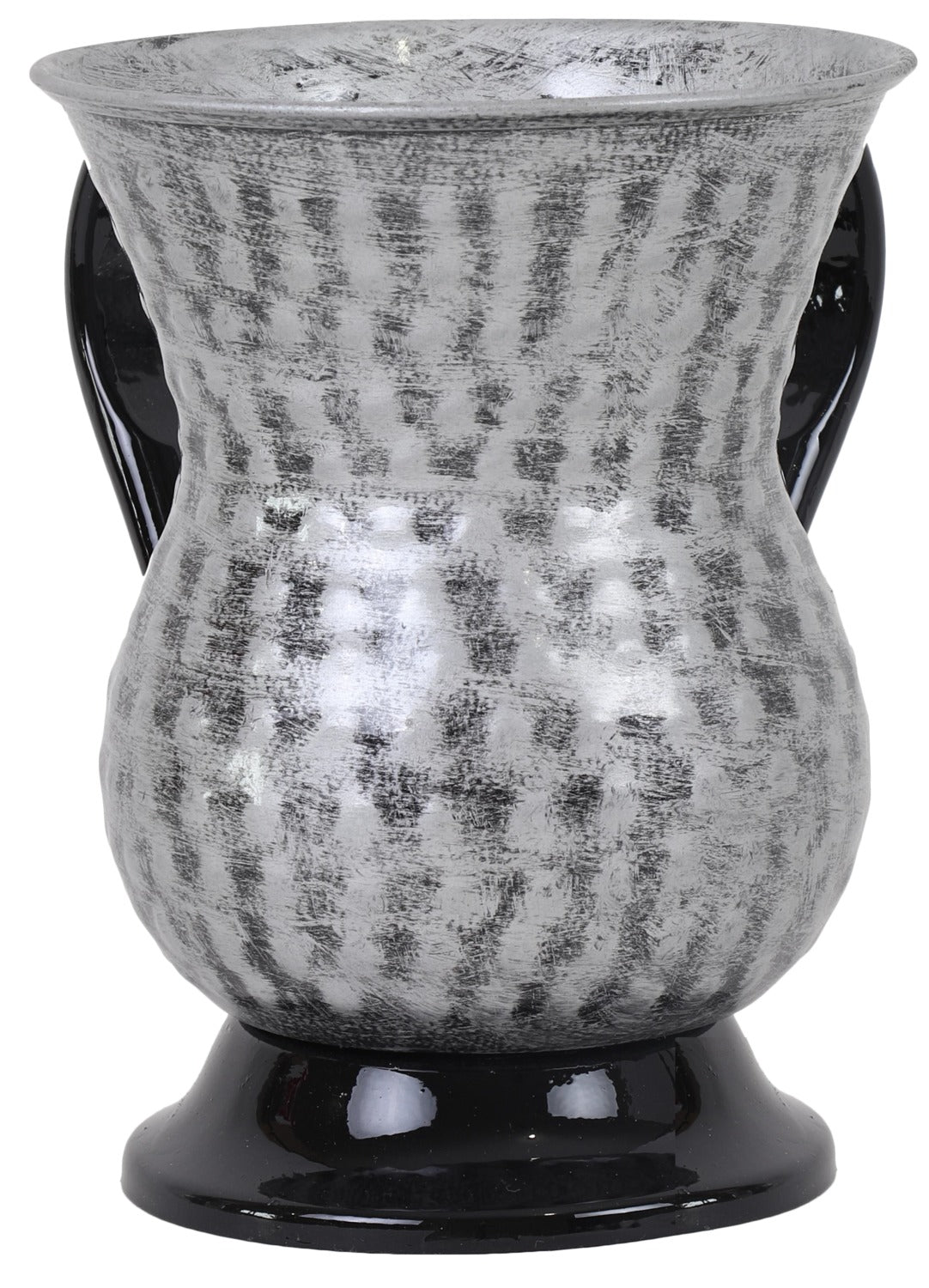 Washing Cup Stainless Steel Silver With Black Handles & Base`