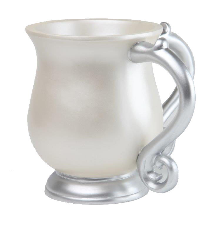 Polyresin Washing Cup White With Grey Handles