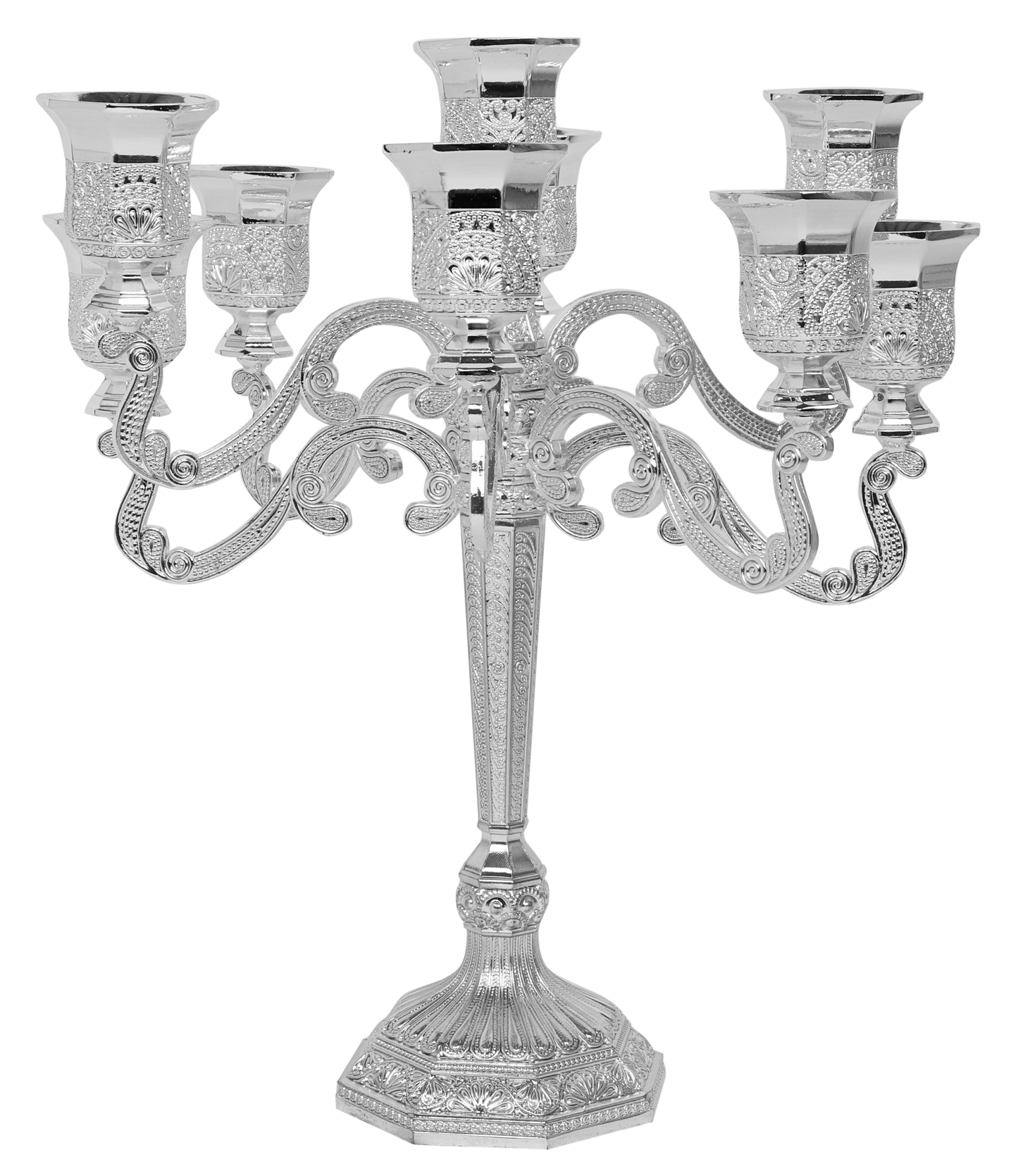 Candelabra 9 Light Silver plated Filigree 9 "