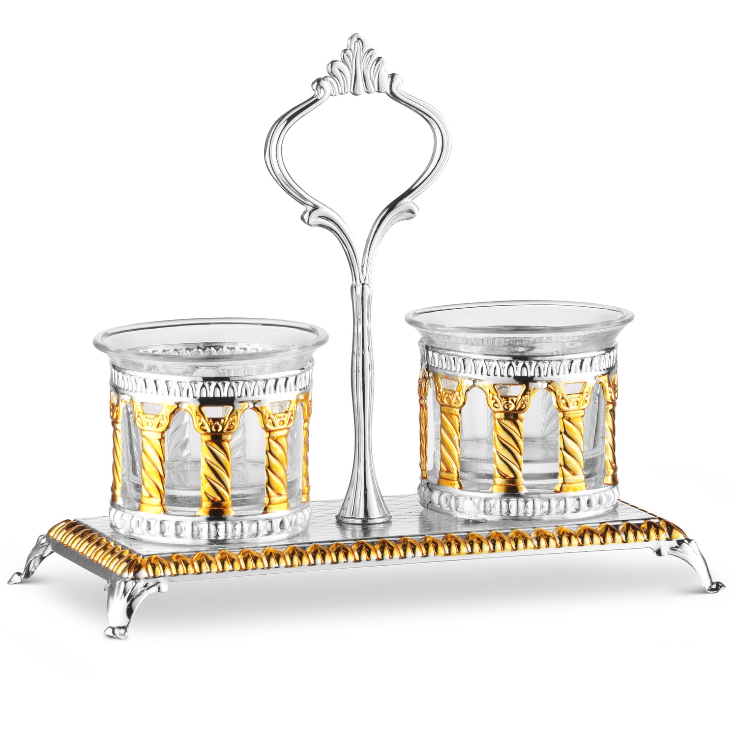 Salt & Pepper Holder Royal Palace Design Silver & Gold plated Double