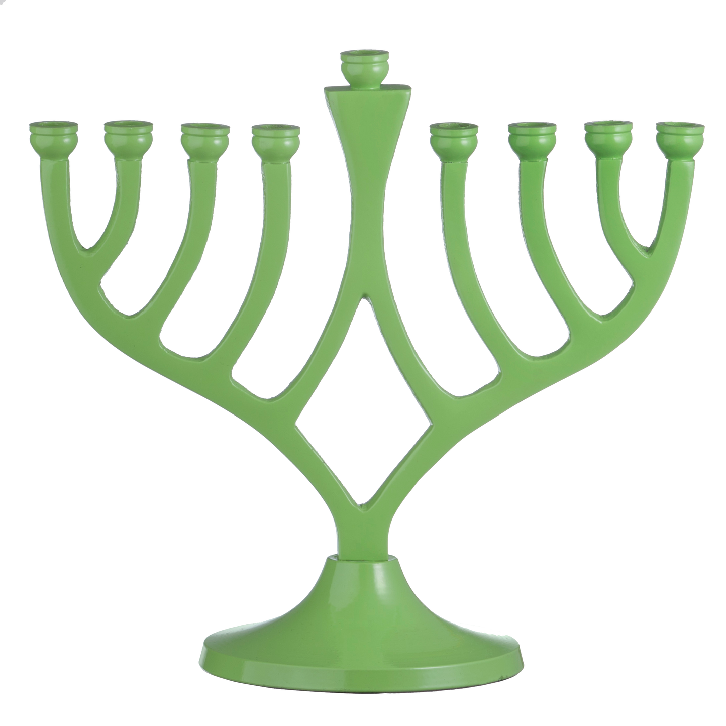 Classic Candle Menorah Green 7 "
