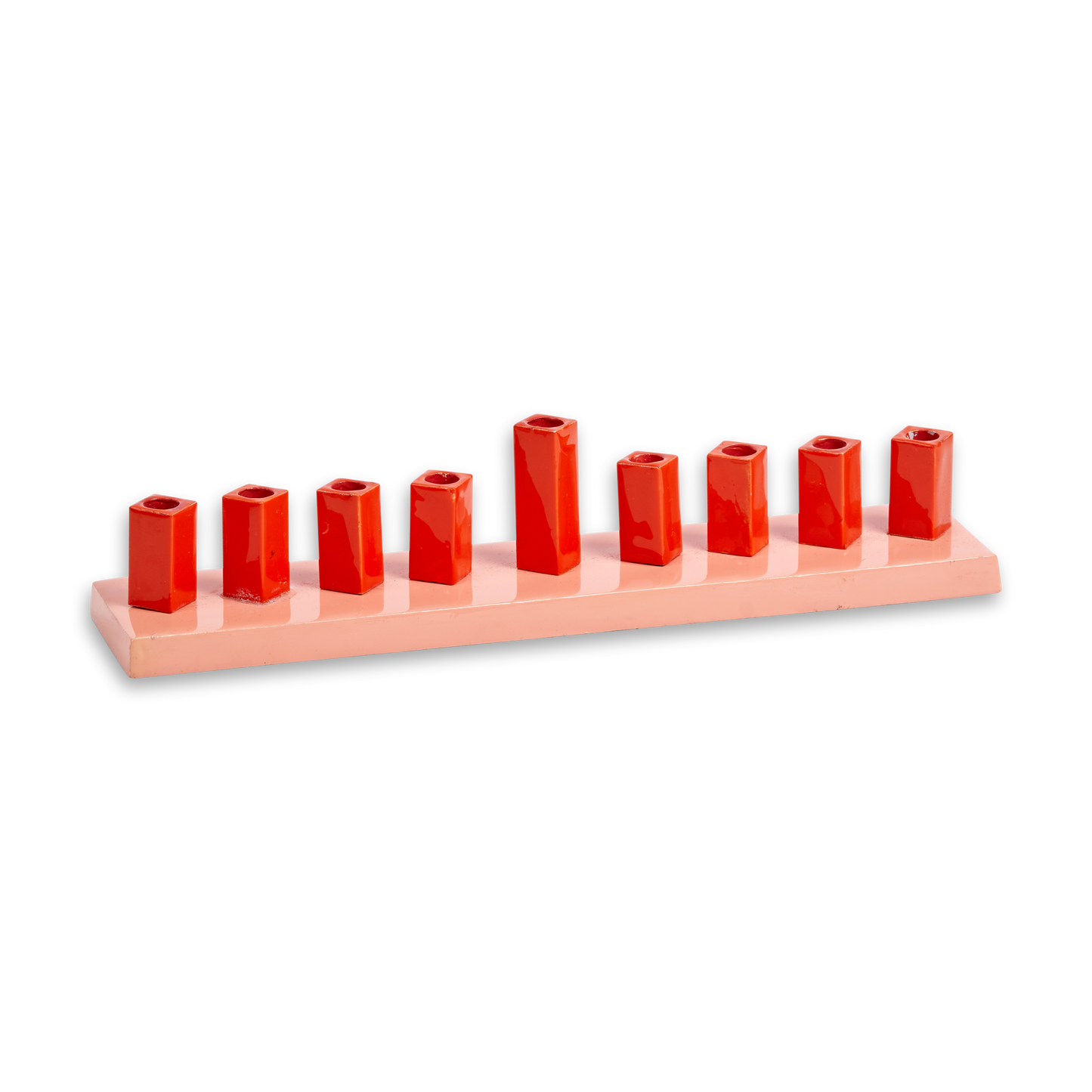 Strip Menorah Enamel Finish Orange 9/14 x 2 x 2"