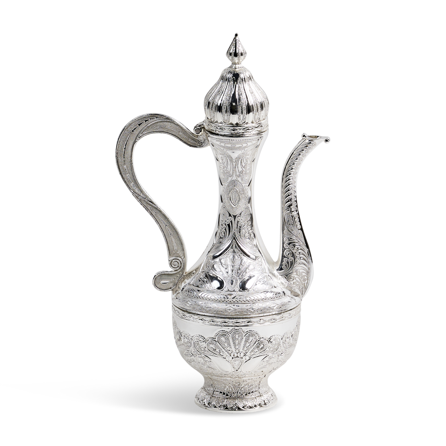 Chanukah Kriegel /Oil Bottle Silver Plated With Cover Filigree 8.5"