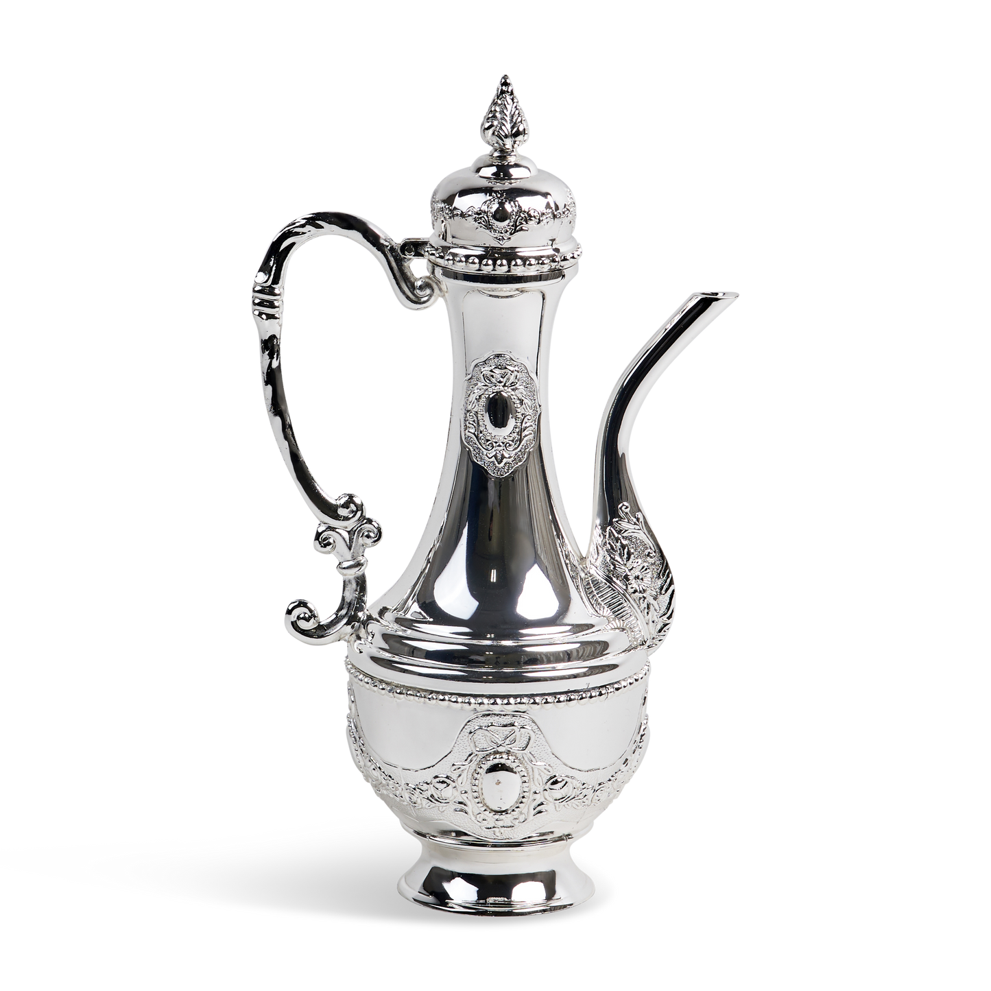 Chanukah Kriegel /Oil Bottle Silver Plated With Cover 10.5"