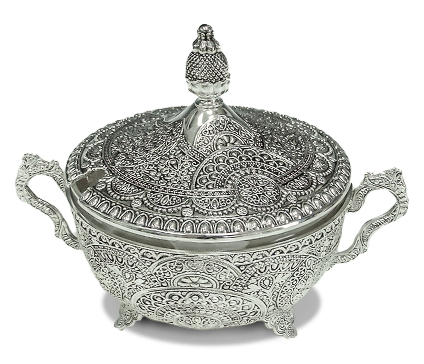 Dish Silver Plated Filigree With Spoon