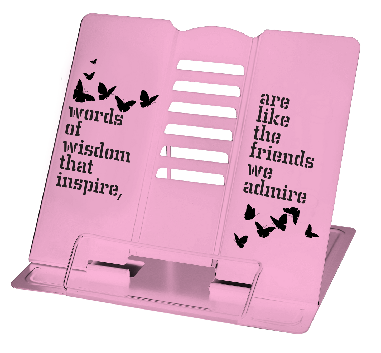 Mini Metal Book Stand Pink "Words Of Wisdom" 8.25 x7.5"