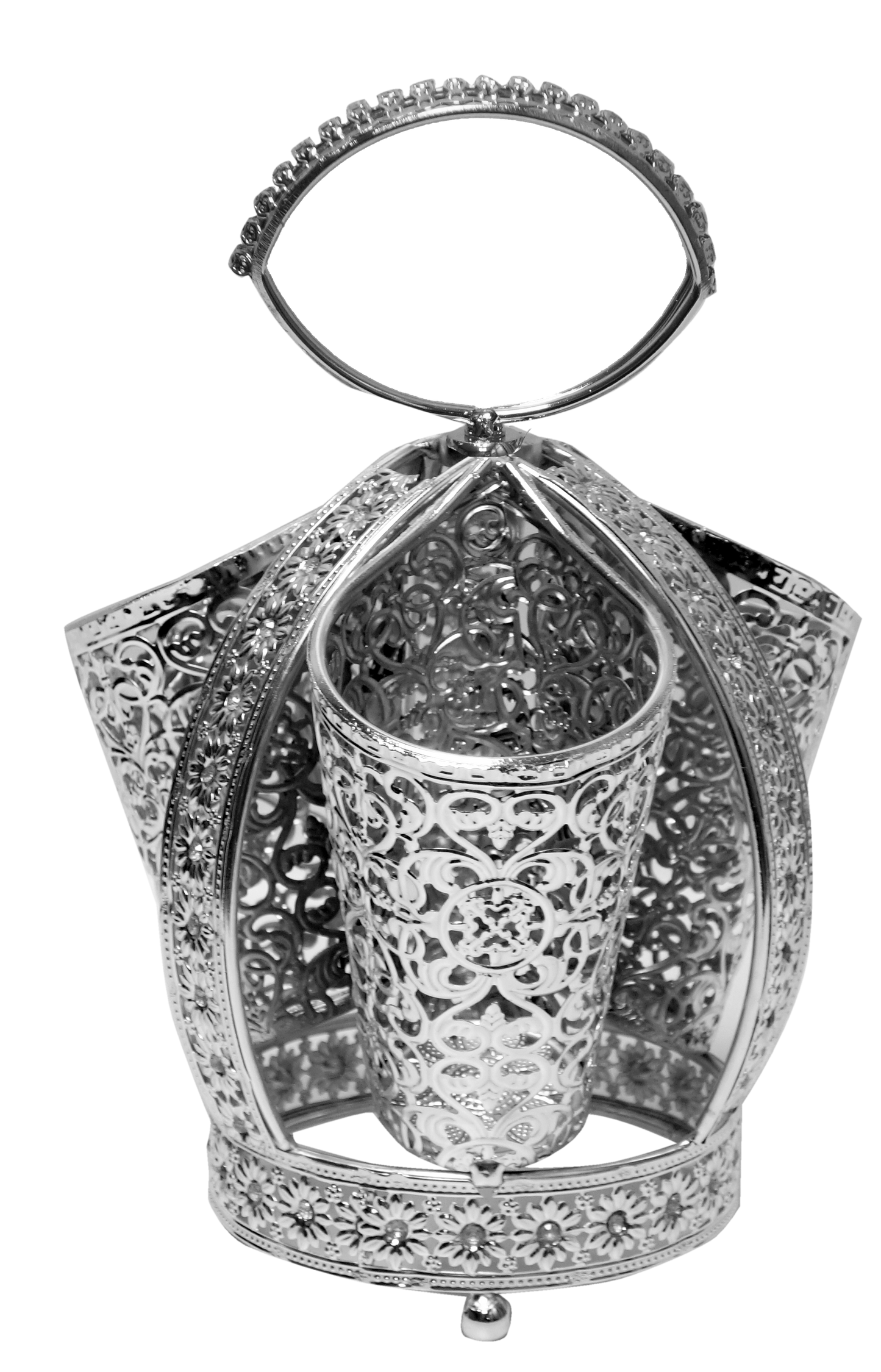 Cutlery Holder 3 Section Silver Plated With Diamonds 10x8"