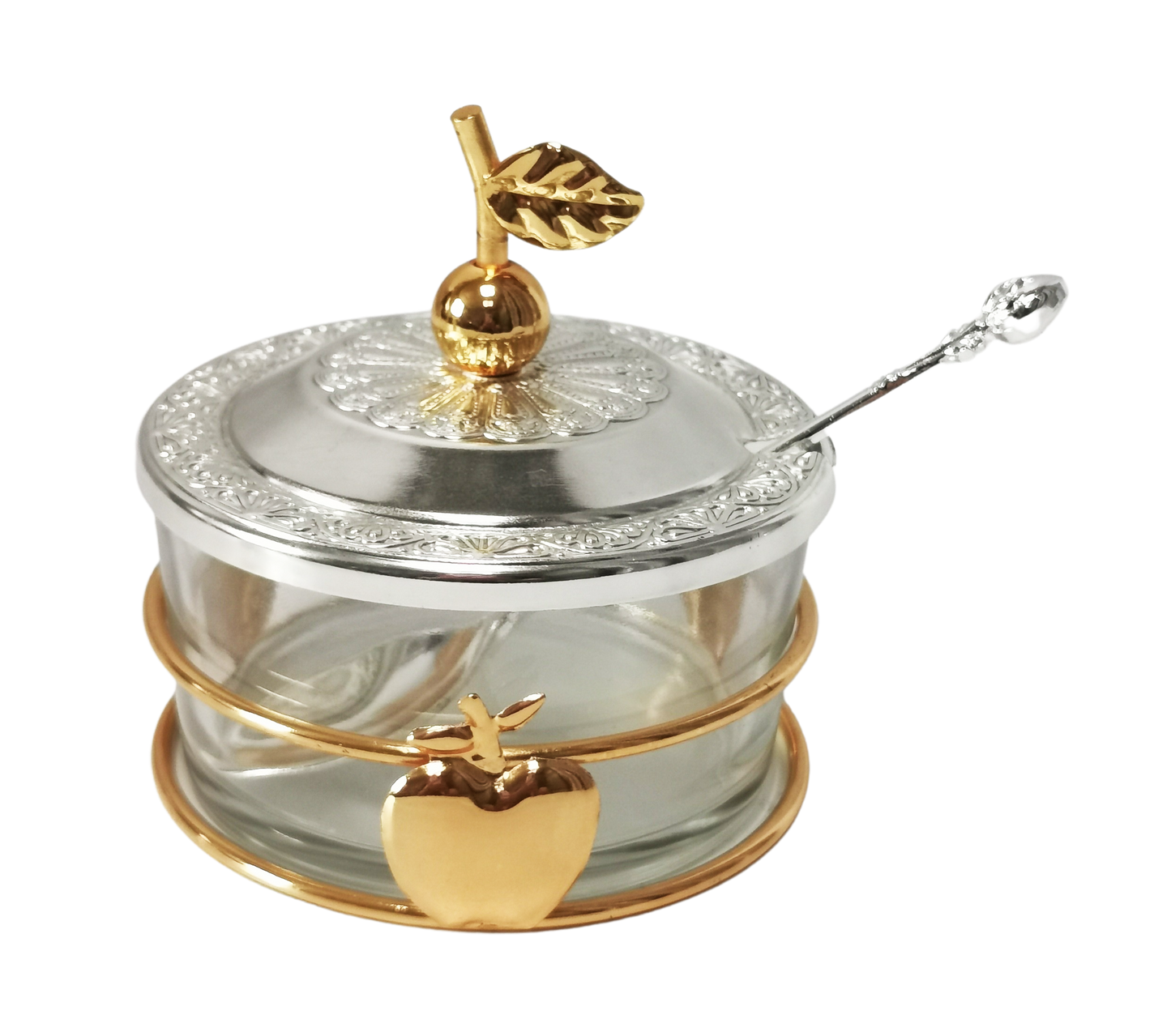 Honey Dish With Apple Shapes Gold & Silver