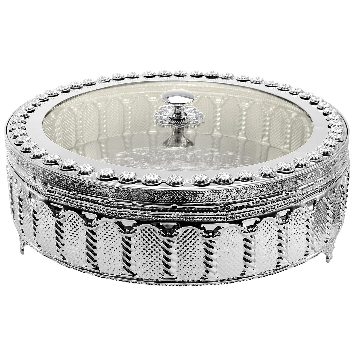 Matzah Holder New Palace Design Silver Plated With Lucite cover 13 w X4.5 H "