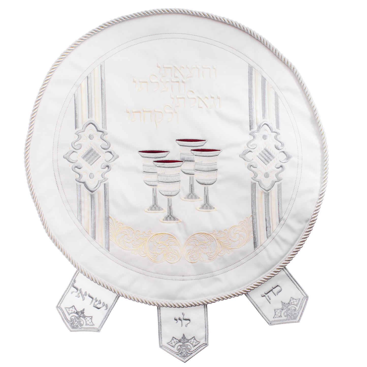 Round Matzah Cover 3 Pockets 17.5" With Hard Plastic