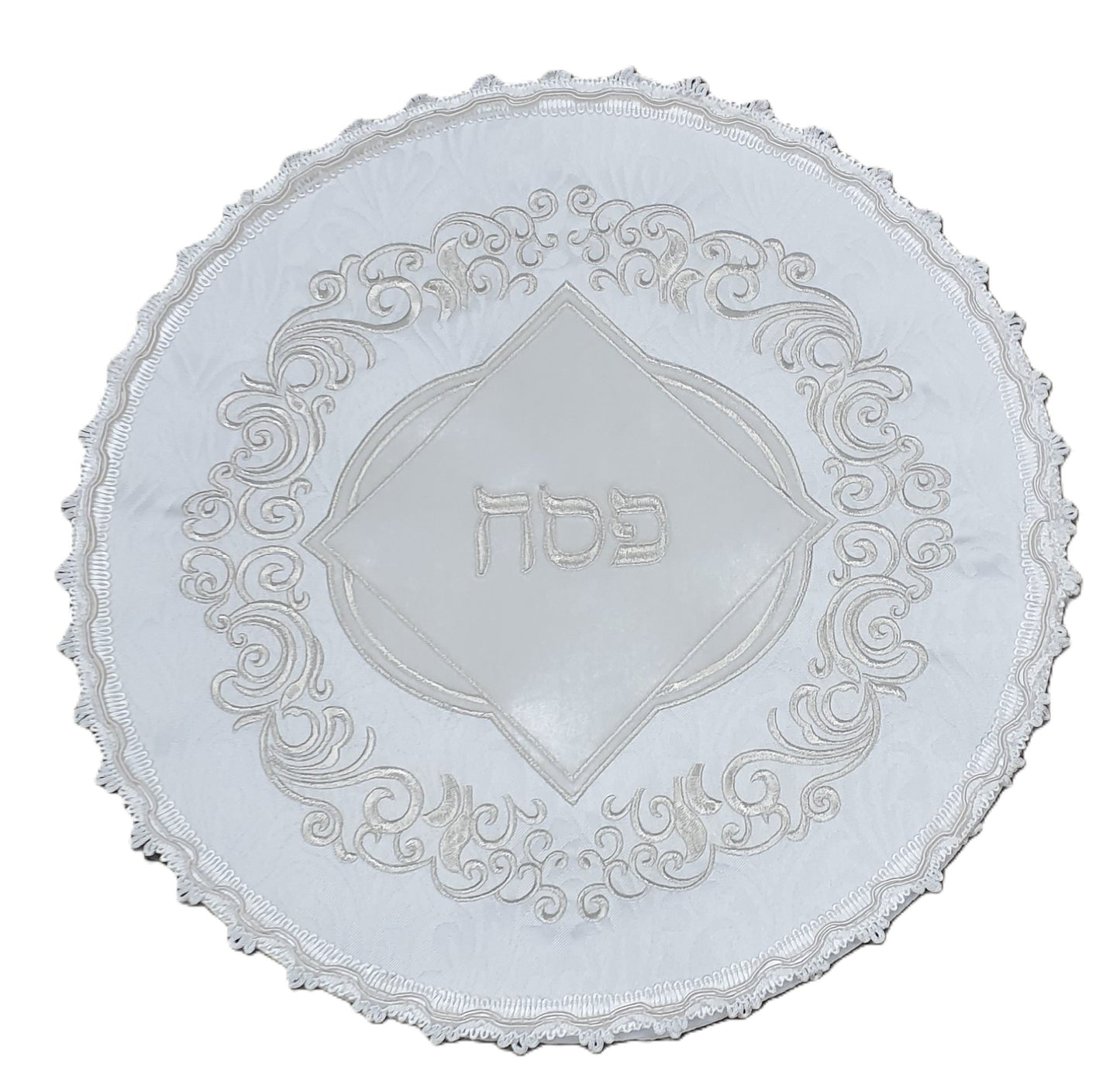Matzah Cover Brocade With Leather 3 Pockets 45cm with Hard Plastic