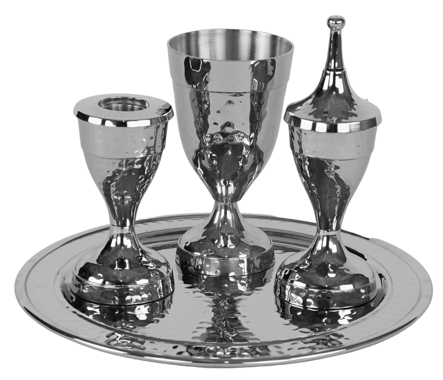 Havdalah Set Hammered Nickel Plated 4 pc