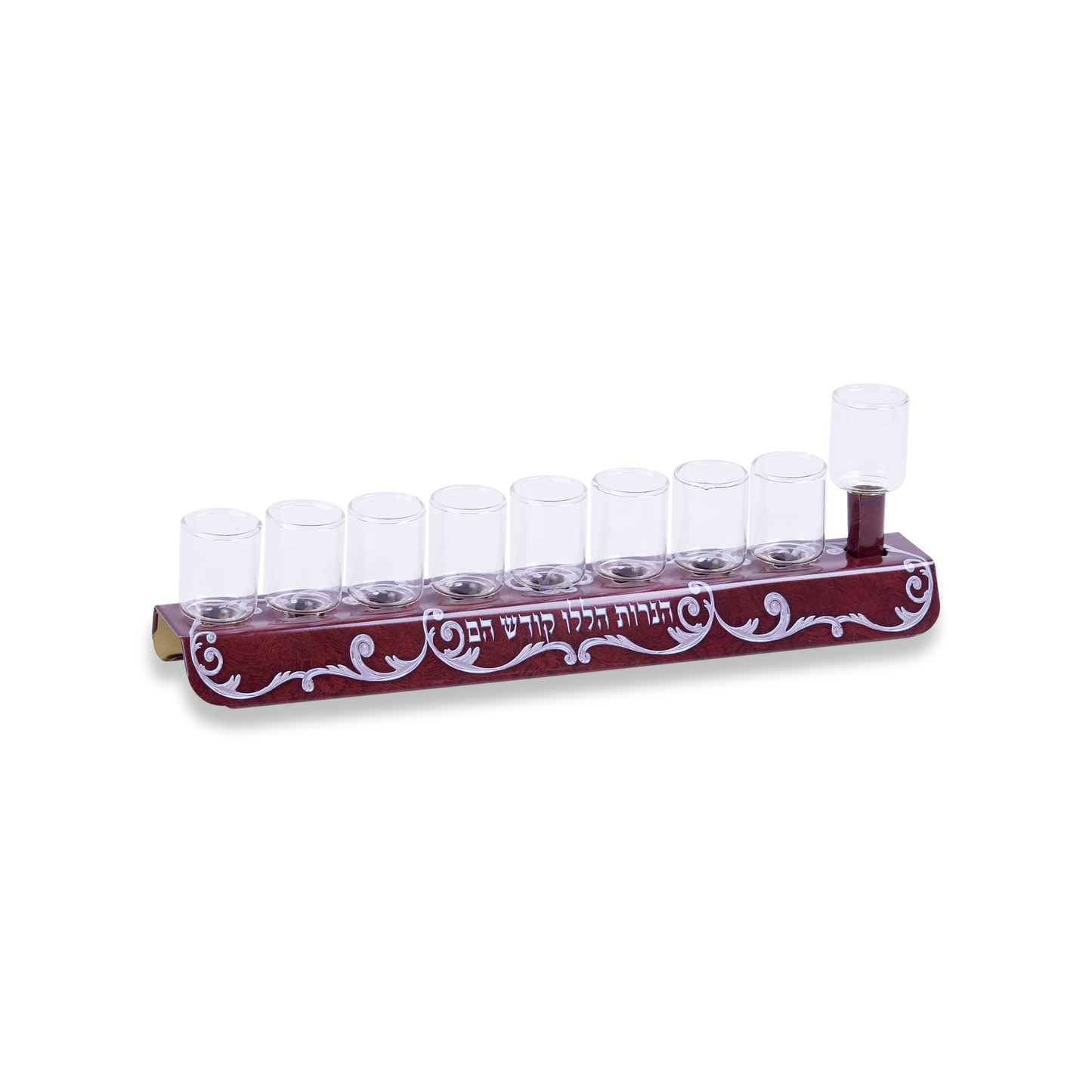 Aluminum Designed Strip Oil menorah With Glass Cups