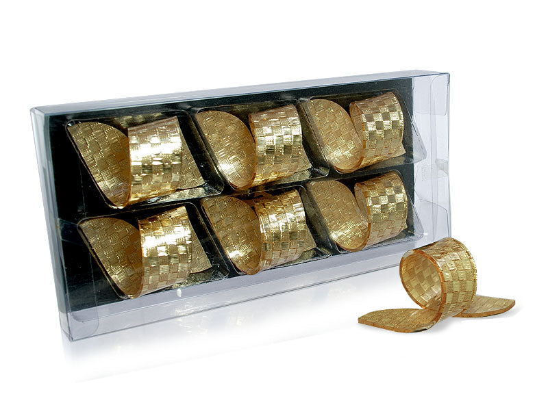 Pack of 6 Acrylic Napkin Rings Inlaid Gold