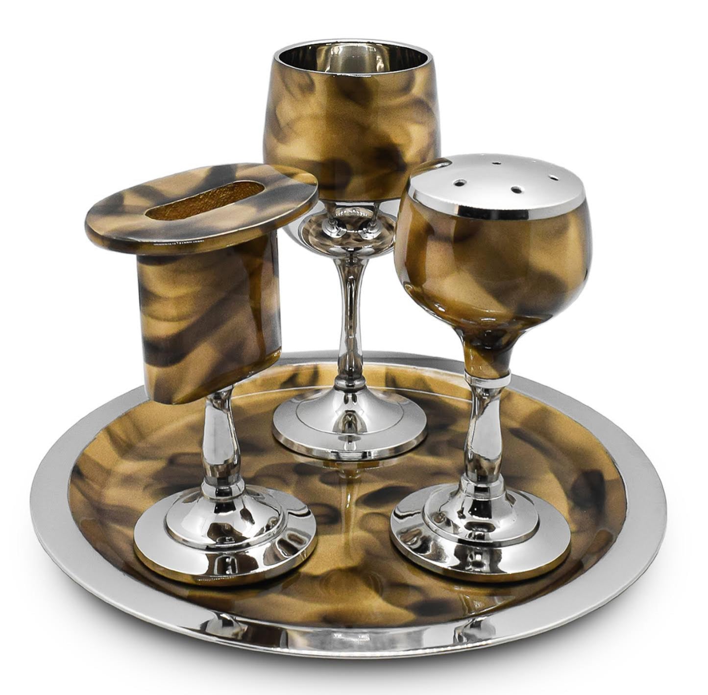 Aluminum Havdalah Set goldish Brown