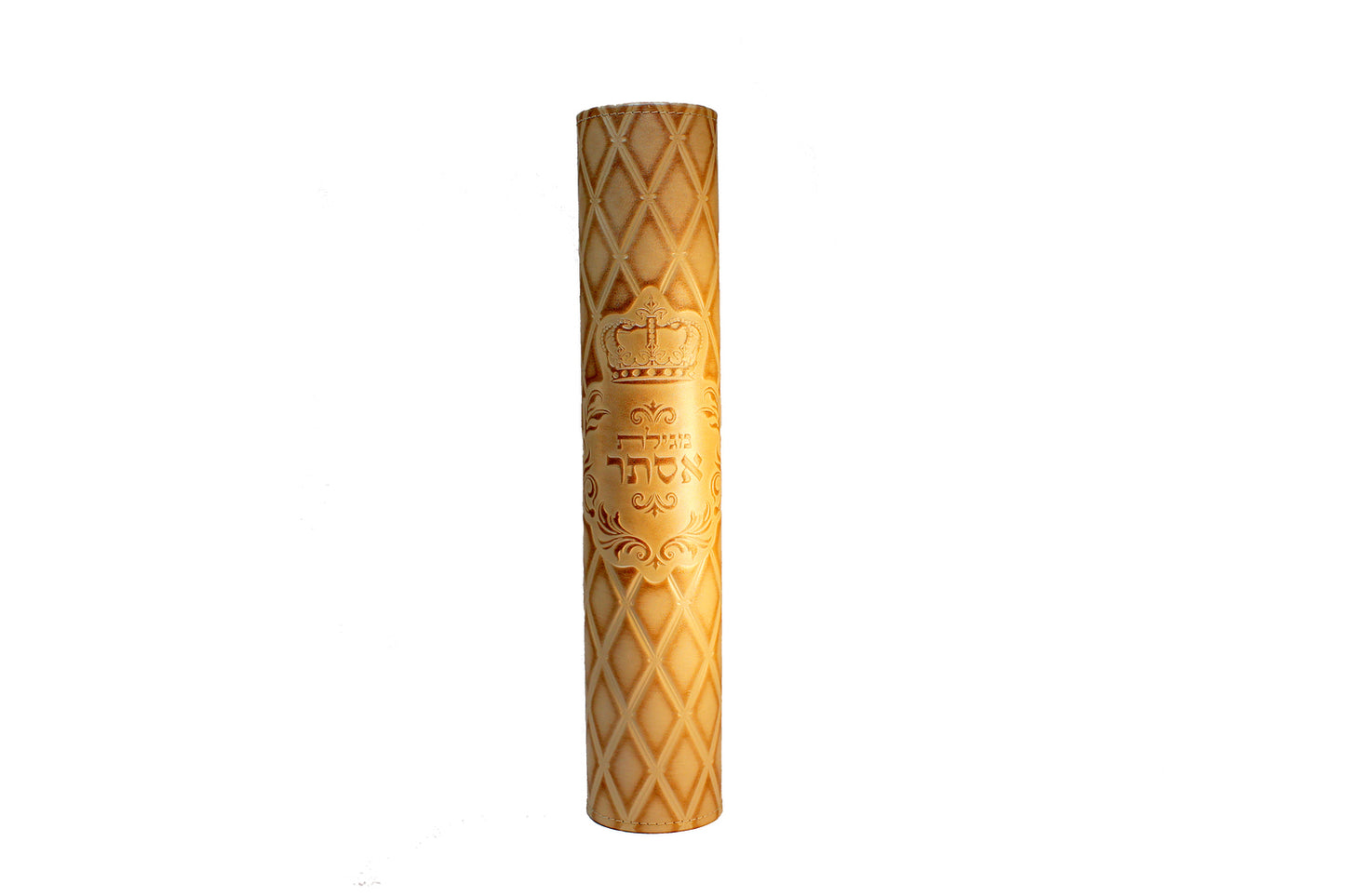 Leather Megillah Holder With Zipper Closing Beige 13"