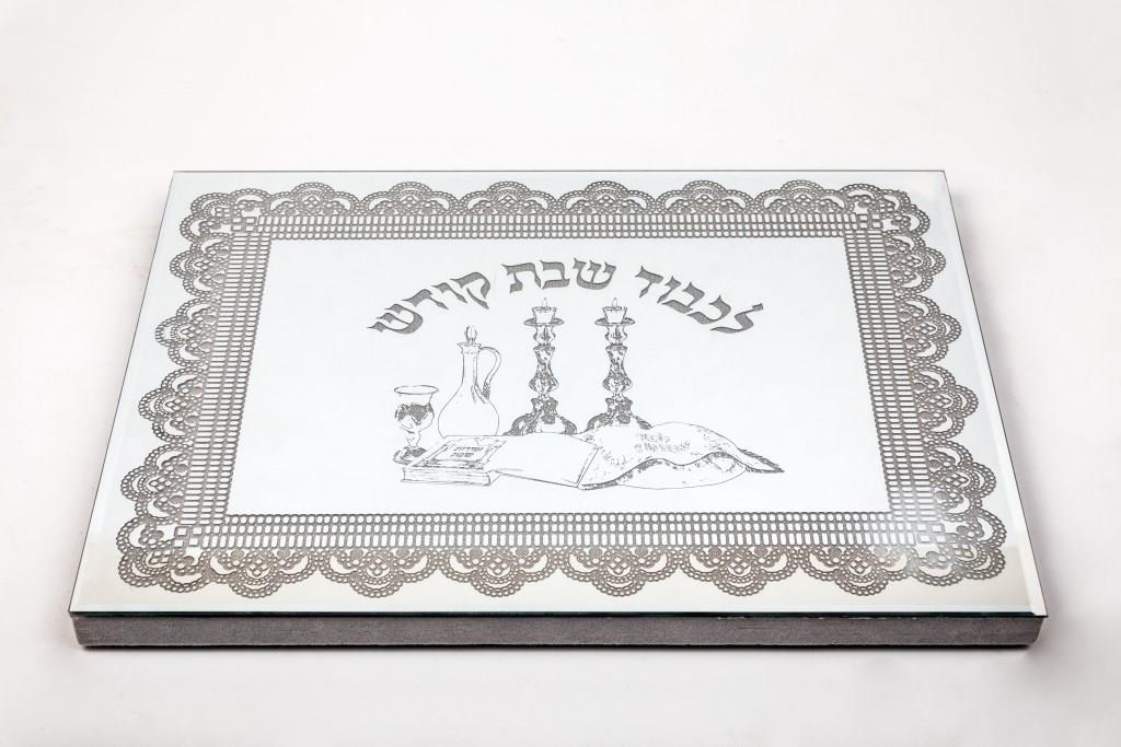 Mirror Tray Silver With Led Light Sparkling 15.5x12"