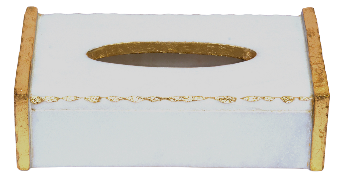 White Marble Tissue box with gold foiling