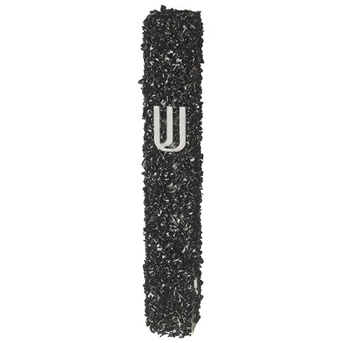 Black Glass Mezuzah With Stones 12 Cm