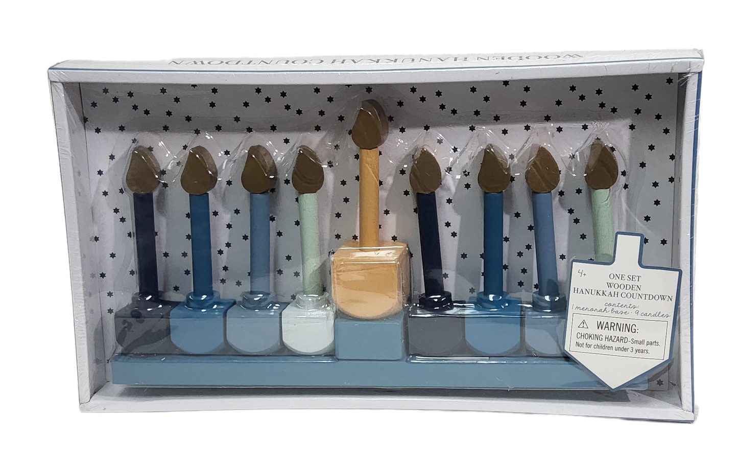 Wooden Colorful Countdown Menorah 10x3"