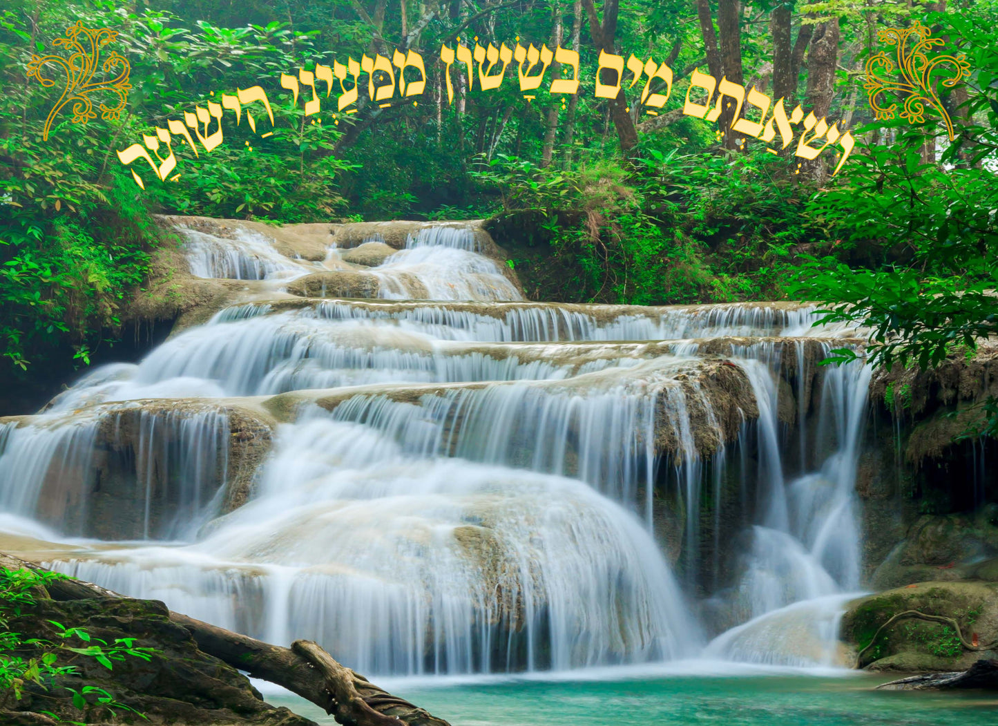 Sukkah Sign - Ushavtem Mayim Laminated 24X19"