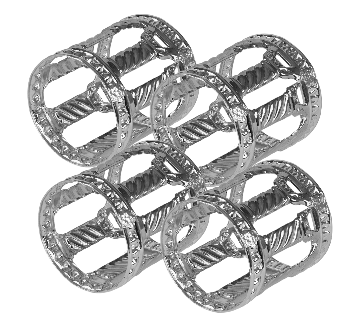 Napking Rings 4 Per Pack Silver Plate Set Of 4 - Royal Palace Collection