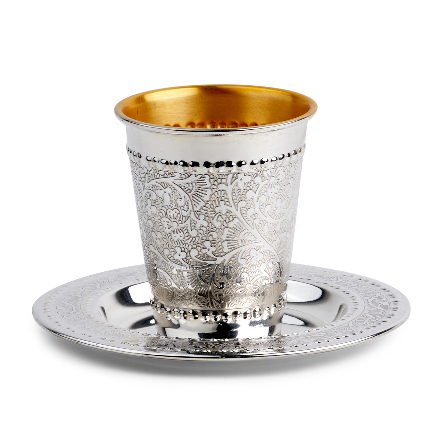 Silver Kiddush Cup Set Cup 3.5" Tray 5.5"