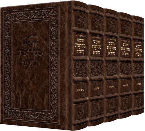 Hebrew Mikraos Gedolos Signature Leather Royal Brown