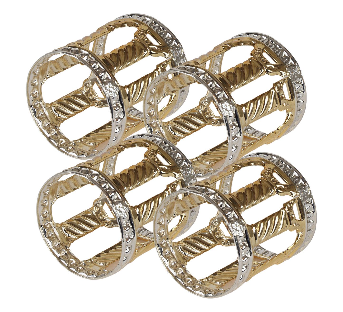 Napking Rings 4 Per Pack With Gold Set Of 4 - Royal Palace Collection