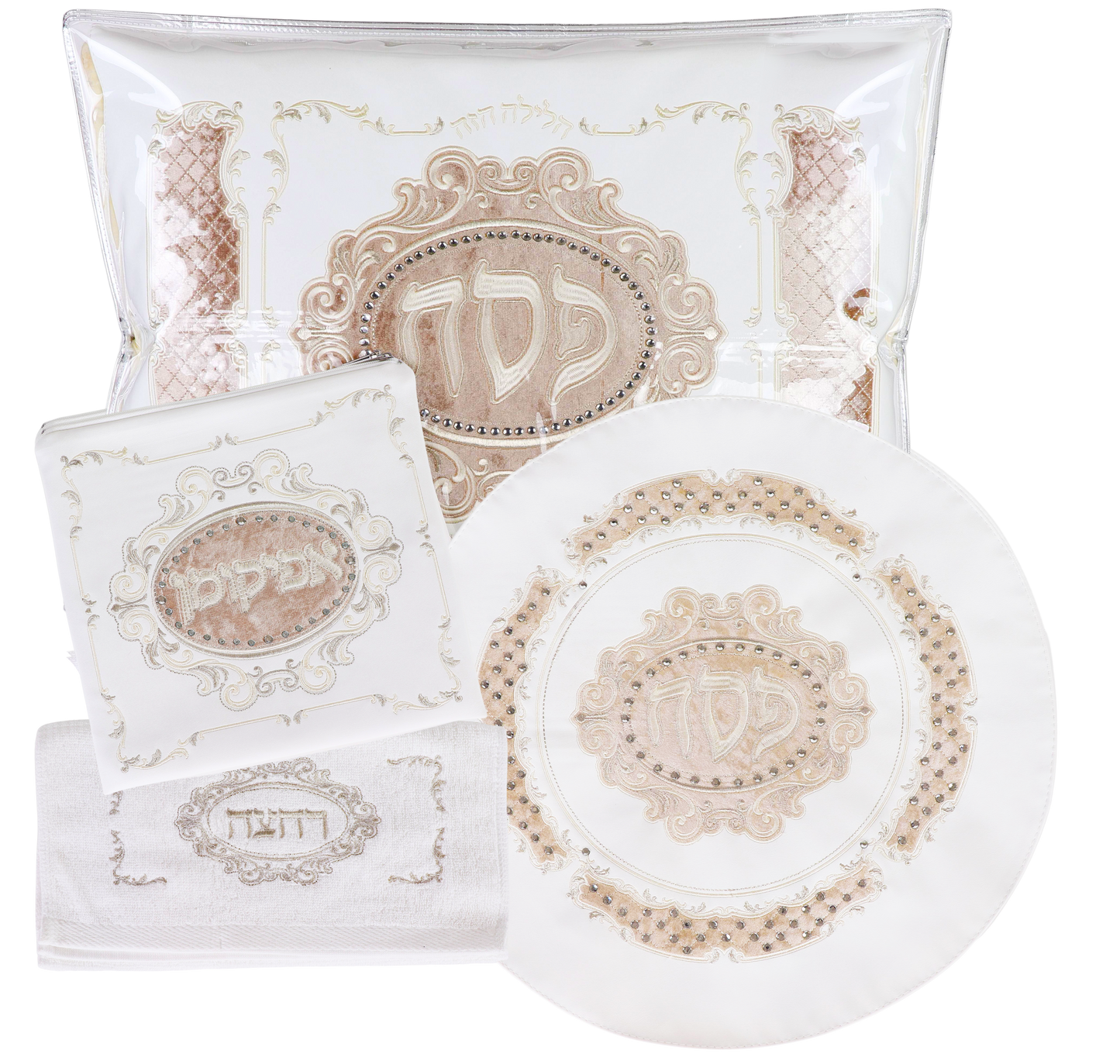 4 Pieces Elegant Leather & Velvet Pesach Set