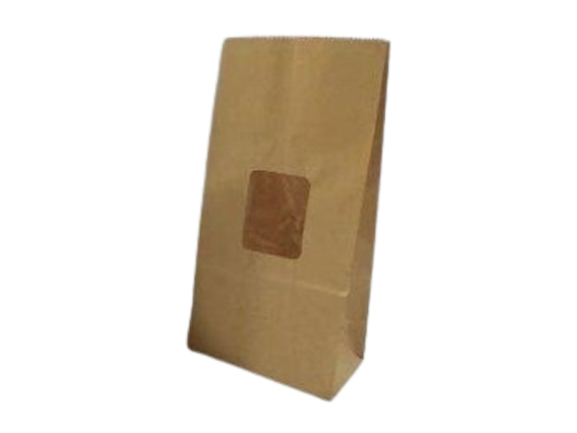 Brown Craft Bag with Transparent Window - 8pcs - 3.5x2.5x8"