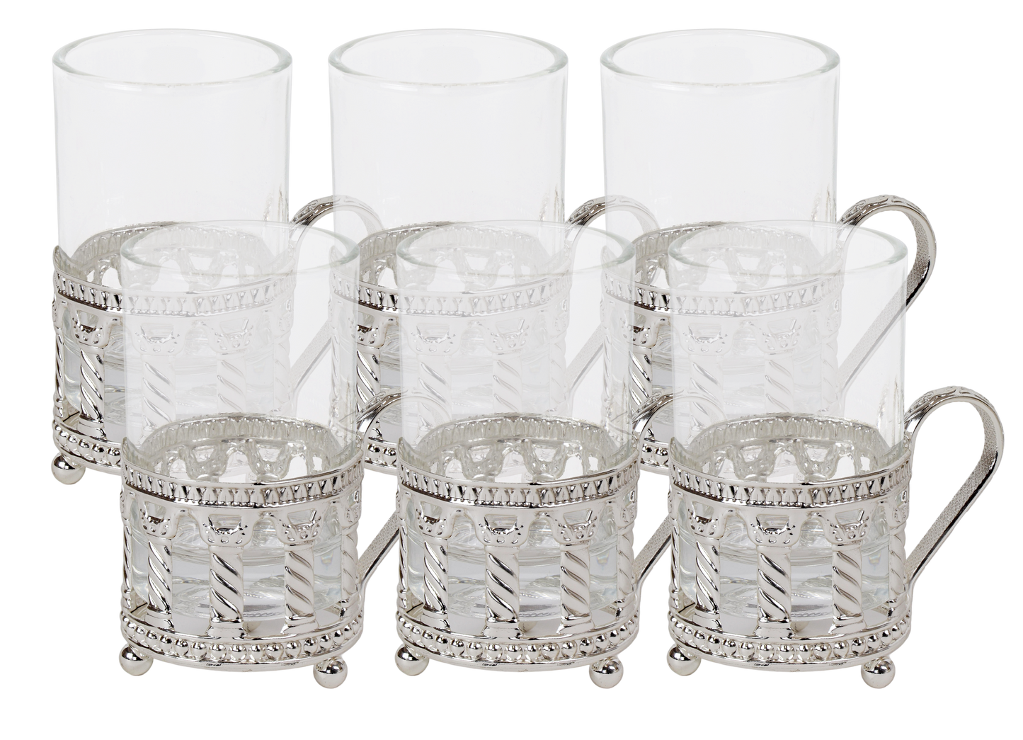 Set Of 6 Cups Royal Design With Handle 4 oz