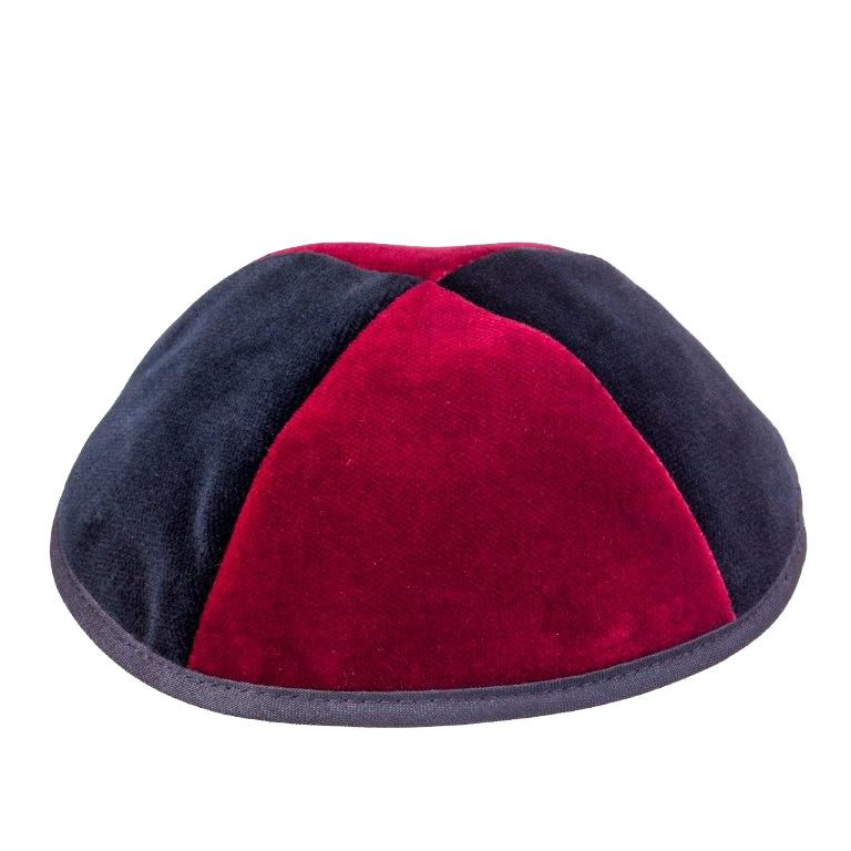 4 Part Navy & Burgundy Yarmulke With Rim Size 2