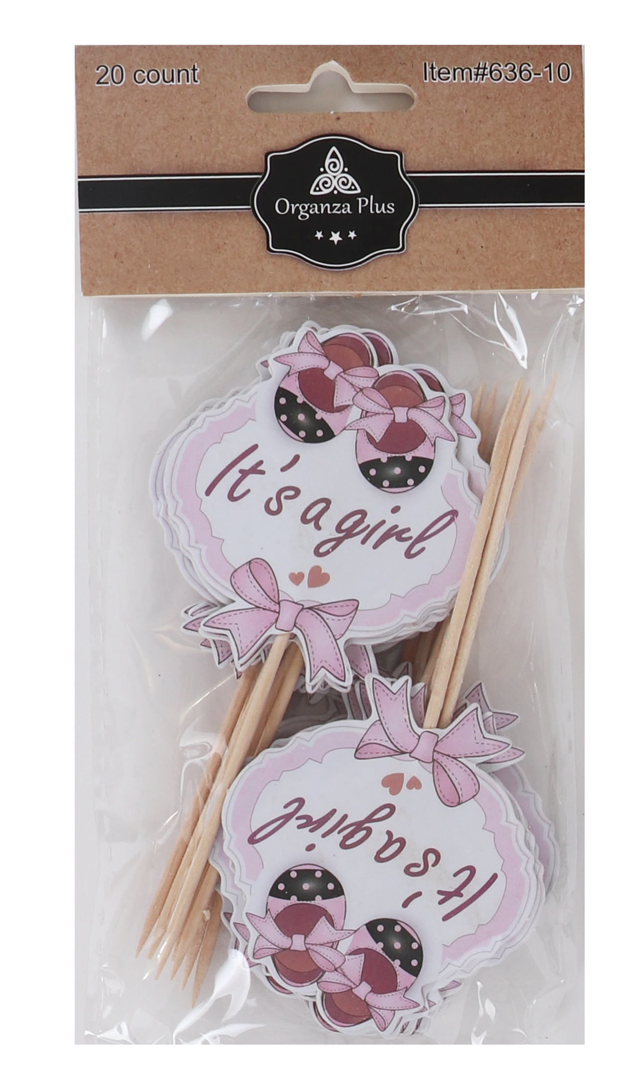 18 Pink Round "Its a Girl" Toothpicks for Cake Decarotion