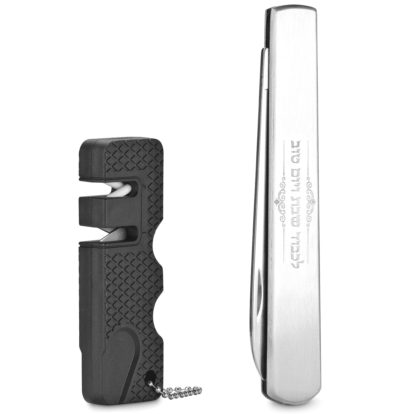 2-in-1 Compact Folding Knife Non Serrated & Sharpener Combo