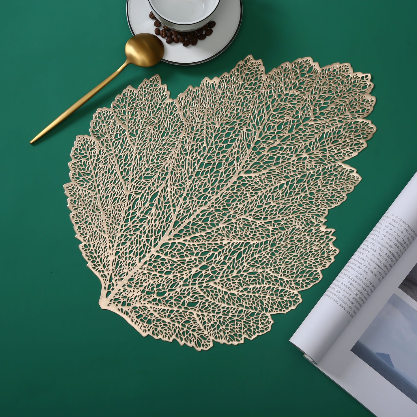 Placemat Leaf Gold s/6
