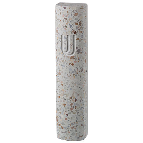 Dotted White Cement Mezuzah 12 Cm
