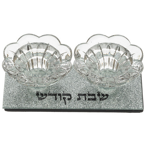 Glass Candlesticks 1.5x5.5x2"- with Glitter