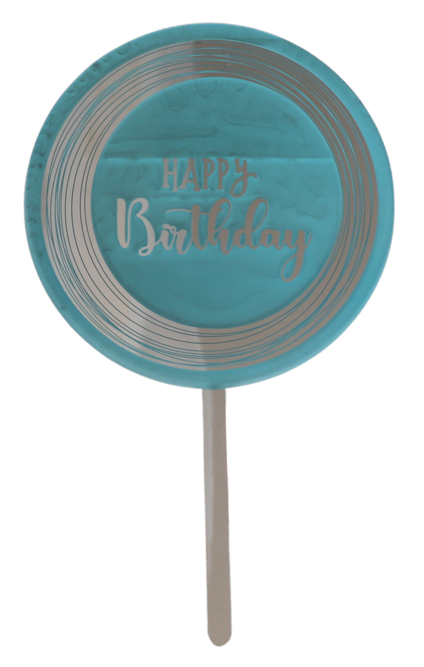 Blue & Silver Happy Birthday Cake Topper