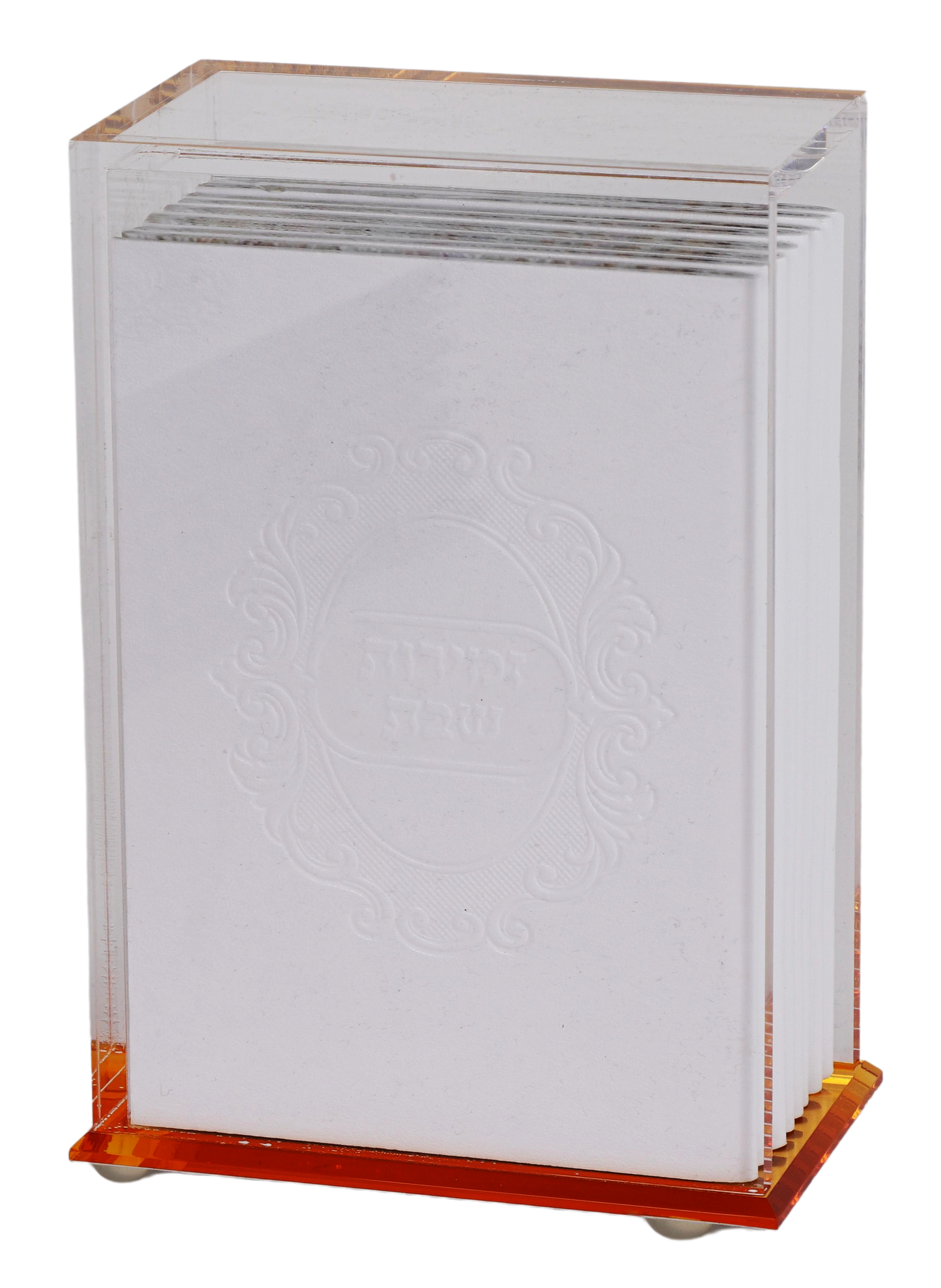 Acrylic Zemiros Holder with 6 White Leather Zemiros