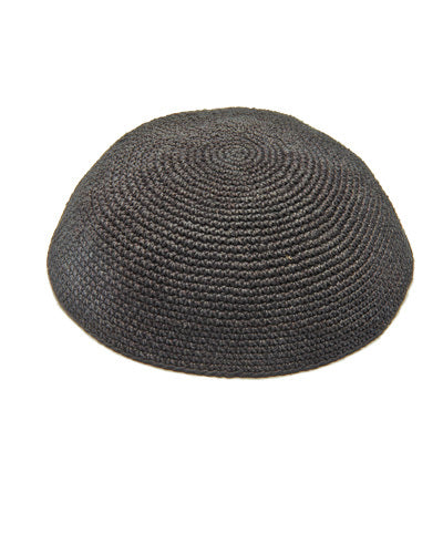 Thick Black Kippah With Holes - 16 cm