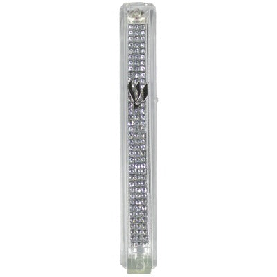 Plastic Mezuzah Lucid Silver Stones 12 Cm `