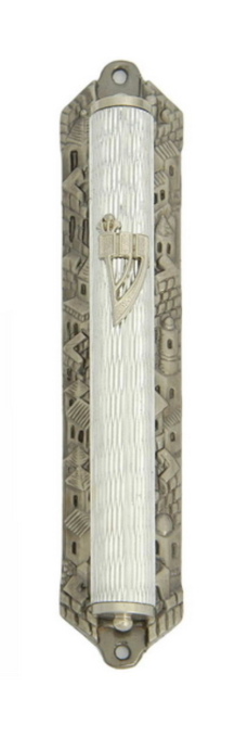Bs Mezuzah 12Cm Jer. Back Silver