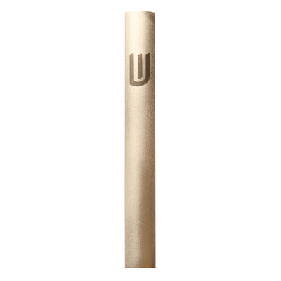 Aluminum Mezuzah 15cm- Dotted Design in Gold, with the Letter "Shin"