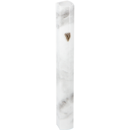 Aluminum Mezuzah 12 Cm 3D Painted -White Marvel